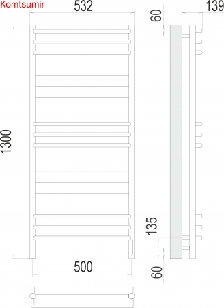 Прато П15 500х1300 электро (sensor quick touch) Полотенцесушитель  TERMINUS Прато П15 500х1300 электро (sensor quick touch) Полотенцесушитель  TERMINUS