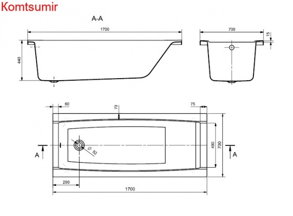 Ванна акриловая Santek Санторини прямоугольная 170х70 Ванна акриловая Santek Санторини прямоугольная 170х70