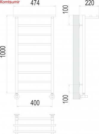 Контур с/п П9 400х1000 Полотенцесушитель  TERMINUS Контур с/п П9 400х1000 Полотенцесушитель  TERMINUS