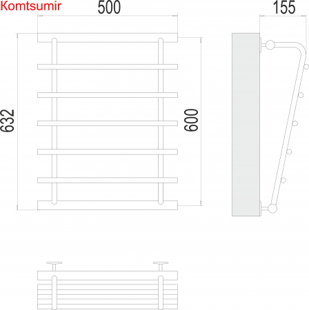 Каскад П5 600х500 Полотенцесушитель  TERMINUS Каскад П5 600х500 Полотенцесушитель  TERMINUS