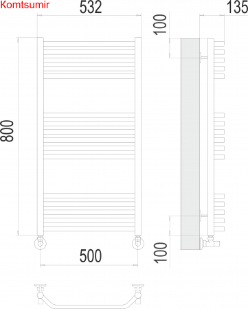 Виктория П16 500х800 Полотенцесушитель  TERMINUS Виктория П16 500х800 Полотенцесушитель  TERMINUS