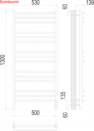 Соренто П15 500х1300 электро (sensor quick touch) Полотенцесушитель  TERMINUS Соренто П15 500х1300 электро (sensor quick touch) Полотенцесушитель  TERMINUS