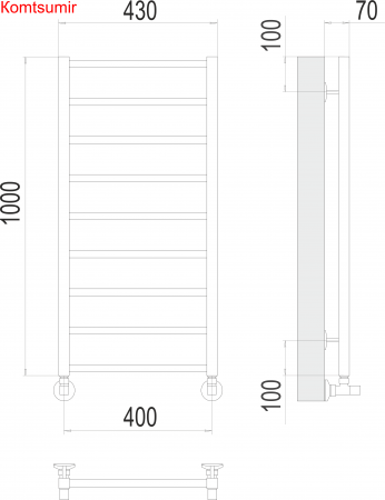 Контур П9 400х1000 Полотенцесушитель  TERMINUS Контур П9 400х1000 Полотенцесушитель  TERMINUS