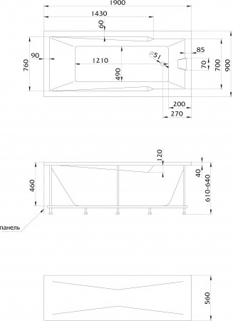 Акриловая ванна 1Marka RAGUZA 190x90 Акриловая ванна 1Marka RAGUZA 190x90