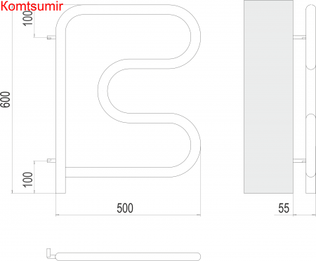 Электро 25 F-обр 500х500 поворотный Полотенцесушитель  TERMINUS Электро 25 F-обр 500х500 поворотный Полотенцесушитель  TERMINUS
