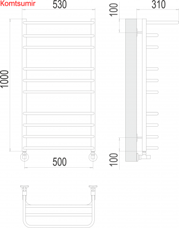 Арктур П10 500х1000 Полотенцесушитель  TERMINUS Арктур П10 500х1000 Полотенцесушитель  TERMINUS