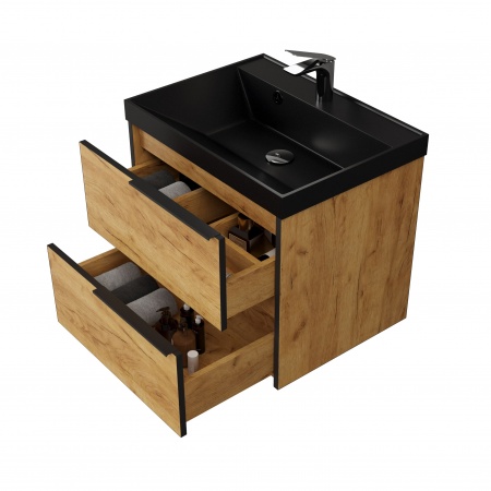 Тумба Fostero 60 подвесная Дуб Крафт золотой с раковиной Тумба Fostero 60 подвесная Дуб Крафт золотой с раковиной