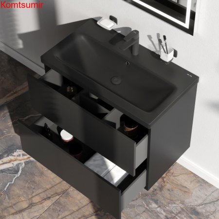 M90FHX07522BM GEM, База под раковину, подвесная, 75 см, 2 ящика push-to-open, цвет: черный матовый M90FHX07522BM GEM, База под раковину, подвесная, 75 см, 2 ящика push-to-open, цвет: черный матовый