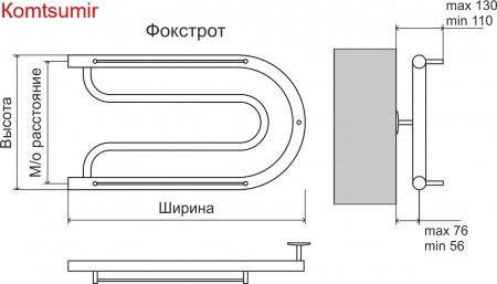 Фокстрот AISI 32х2 320х600 Полотенцесушитель  TERMINUS Фокстрот AISI 32х2 320х600 Полотенцесушитель  TERMINUS