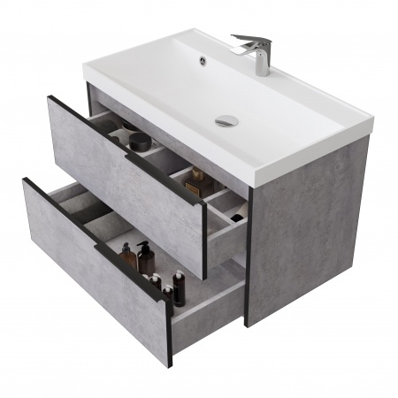 Тумба Fostero 80 подвесная Цемент Светлый с раковиной Тумба Fostero 80 подвесная Цемент Светлый с раковиной