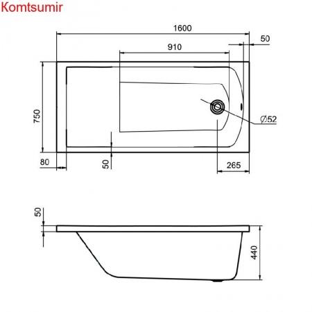 Ванна акриловая Santek Фиджи 160х75, белая Ванна акриловая Santek Фиджи 160х75, белая