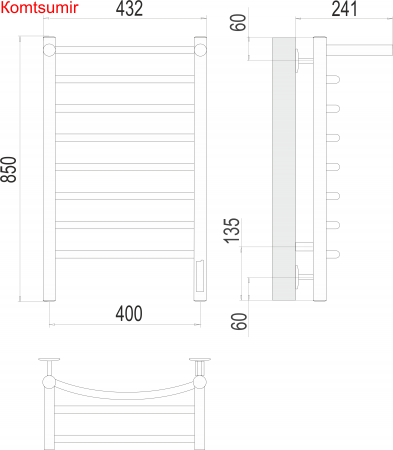 Классик с/п П8 400х850 Электро (quick touch) Полотенцесушитель  TERMINUS Классик с/п П8 400х850 Электро (quick touch) Полотенцесушитель  TERMINUS
