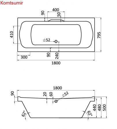 Ванна акриловая Santek Корсика прямоугольная 180х80, белая Ванна акриловая Santek Корсика прямоугольная 180х80, белая
