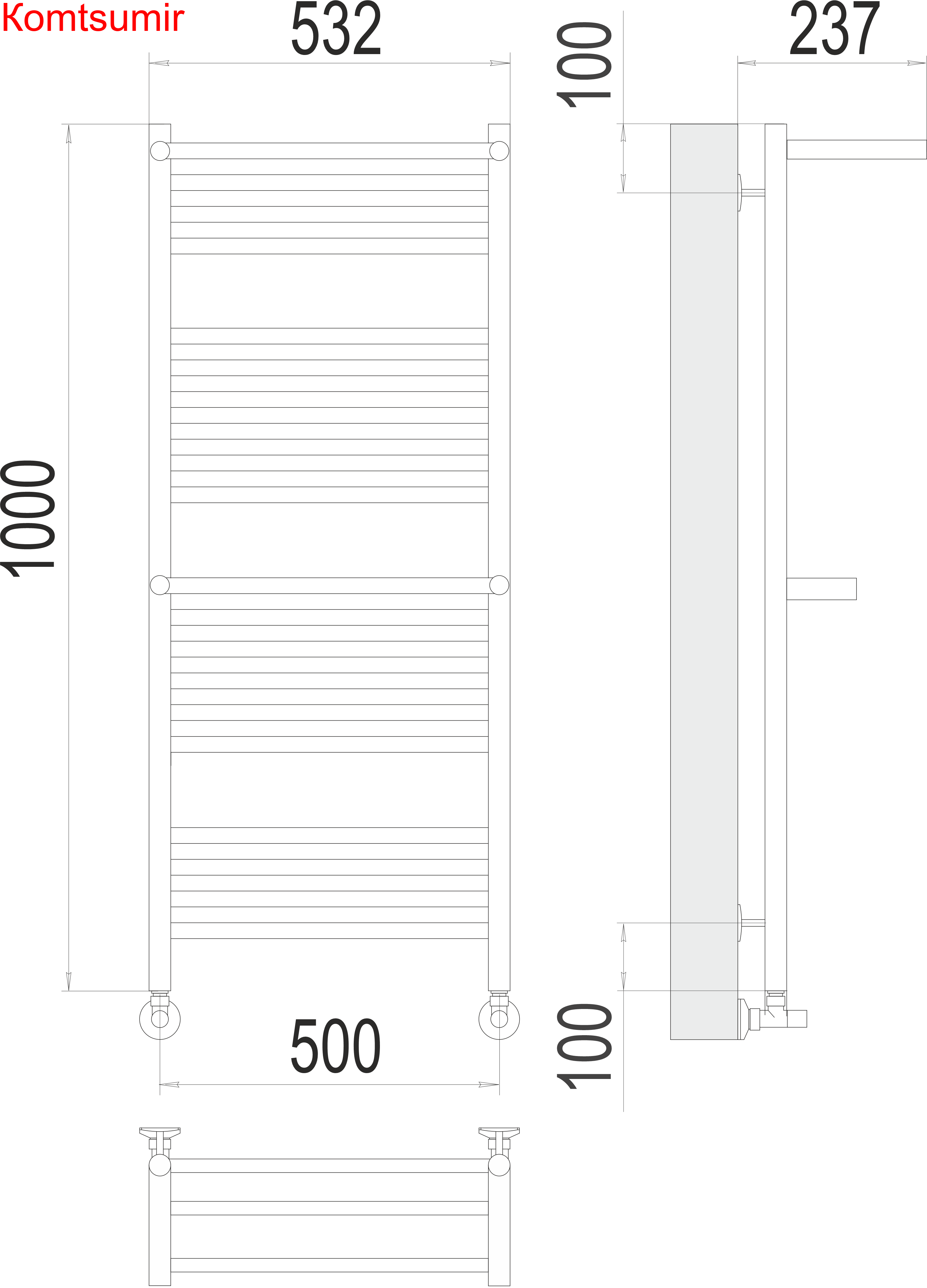 Аврора c 2-мя/п П20 500х1000 Полотенцесушитель  TERMINUS Аврора c 2-мя/п П20 500х1000 Полотенцесушитель  TERMINUS