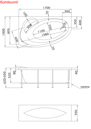 Акриловая ванна 1Marka Julianna 170x100 R Акриловая ванна 1Marka Julianna 170x100 R