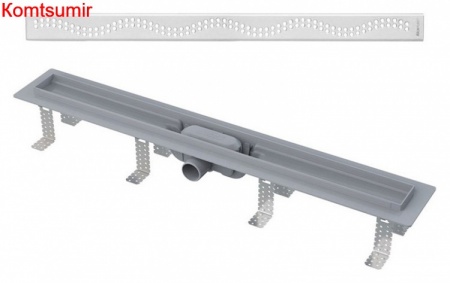 Душевой лоток AlcaPlast APZ8-Simple 850 с решеткой и опорами серый, хром, выпуск боковой Душевой лоток AlcaPlast APZ8-Simple 850 с решеткой и опорами серый, хром, выпуск боковой