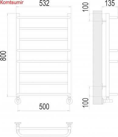 Евромикс П8 500х800 Полотенцесушитель  TERMINUS Евромикс П8 500х800 Полотенцесушитель  TERMINUS