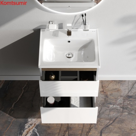 M85AFHX0552WG X-Joy, База под раковину, подвесная, 55 см, 2 ящика, белый глянец M85AFHX0552WG X-Joy, База под раковину, подвесная, 55 см, 2 ящика, белый глянец