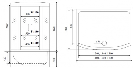 Timo Standart T-6670 Black душевая кабина (170*88*220), шт Timo Standart T-6670 Black душевая кабина (170*88*220), шт