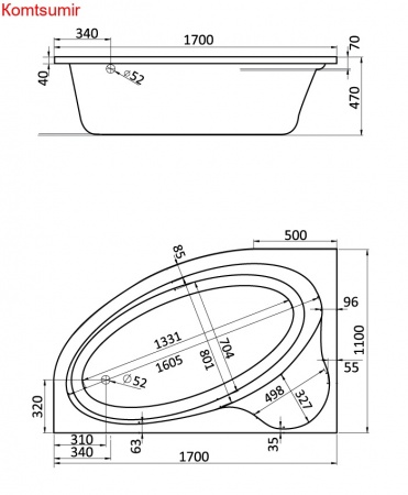Ванна акриловая Santek Эдера Асимметричная 170х110, левосторонняя, белая Ванна акриловая Santek Эдера Асимметричная 170х110, левосторонняя, белая