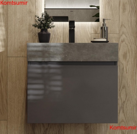 Тумба Facet 60 подвесная, антрацит Тумба Facet 60 подвесная, антрацит