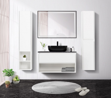 Шкаф подвесной BelBagno с распашной дверцей и открытой полкой, левосторонний KRAFT-1600-1A-SC-BO-L Bianco Opaco Шкаф подвесной BelBagno с распашной дверцей и открытой полкой, левосторонний KRAFT-1600-1A-SC-BO-L Bianco Opaco