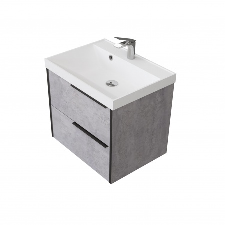 Тумба Fostero 60 подвесная Цемент Светлый с раковиной Тумба Fostero 60 подвесная Цемент Светлый с раковиной