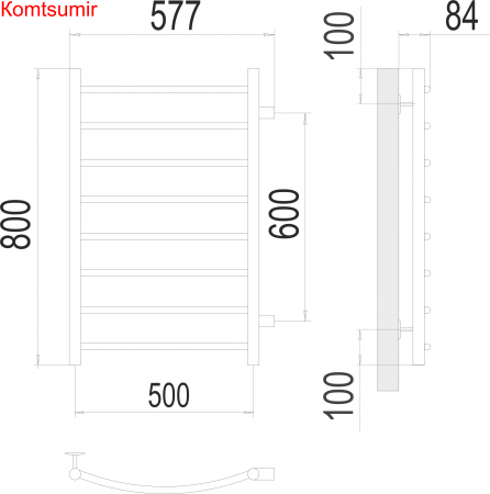 Классик П8 500х800 бп600 Полотенцесушитель  TERMINUS Классик П8 500х800 бп600 Полотенцесушитель  TERMINUS