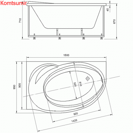 Акриловая ванна с экраном Акватек Бетта 150x95 см Акриловая ванна с экраном Акватек Бетта 150x95 см