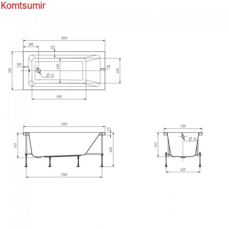 Ванна акриловая Roca Leon 1500x700 прямоугольная белый (7.2486.5.900.0) Ванна акриловая Roca Leon 1500x700 прямоугольная белый (7.2486.5.900.0)
