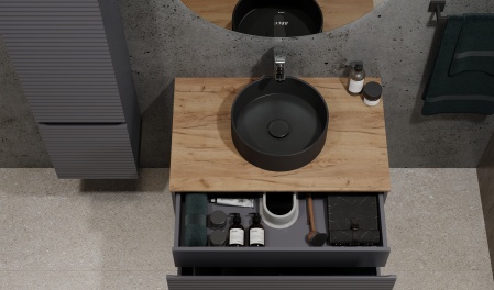 Тумба Cossety 80 подвесная, Антрацит/Дуб Крафт золотой Тумба Cossety 80 подвесная, Антрацит/Дуб Крафт золотой