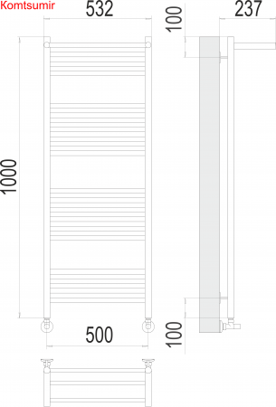 Аврора с/п П20 500х1000 Полотенцесушитель  TERMINUS Аврора с/п П20 500х1000 Полотенцесушитель  TERMINUS