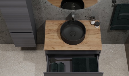 Тумба Cossety 80 подвесная, Антрацит/Дуб Крафт золотой Тумба Cossety 80 подвесная, Антрацит/Дуб Крафт золотой