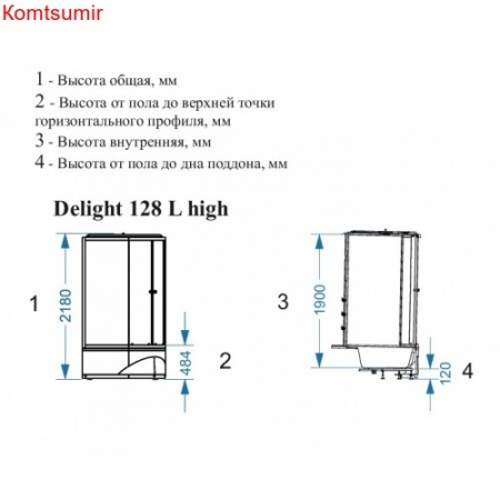 Душевая кабина Domani-Spa Delight 128high L/R (120*80) Душевая кабина Domani-Spa Delight 128high L/R (120*80)