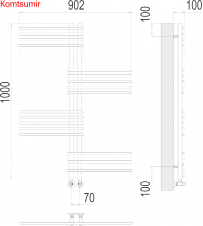 Европа П20 70х1000 Полотенцесушитель  TERMINUS Европа П20 70х1000 Полотенцесушитель  TERMINUS