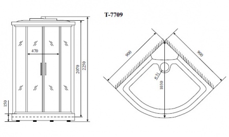 Timo Lux T-7709 душевая кабина (90*90*220), шт Timo Lux T-7709 душевая кабина (90*90*220), шт