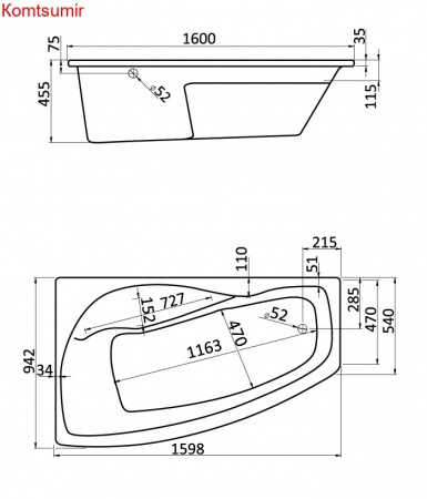 Ванна акриловая Santek МАЙОРКА XL асимметричная 160х95 левосторонняя белая Ванна акриловая Santek МАЙОРКА XL асимметричная 160х95 левосторонняя белая