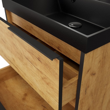 Тумба Fostero 60 подвесная Дуб Крафт золотой с раковиной Тумба Fostero 60 подвесная Дуб Крафт золотой с раковиной