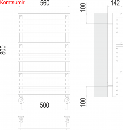 Вента люкс П16 500х800 Полотенцесушитель  TERMINUS Вента люкс П16 500х800 Полотенцесушитель  TERMINUS