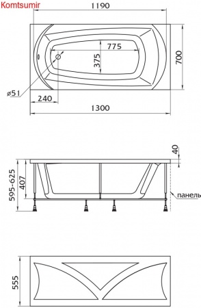 Акриловая ванна 1Marka ELEGANCE 130x70 Акриловая ванна 1Marka ELEGANCE 130x70