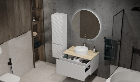 Тумба Cossety 80 подвесная, Белый/Дуб Мавелла голд Тумба Cossety 80 подвесная, Белый/Дуб Мавелла голд