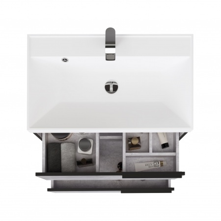 Тумба Fostero 80 подвесная Цемент Светлый с раковиной Тумба Fostero 80 подвесная Цемент Светлый с раковиной