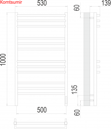 Соренто П12 500х1000 электро (sensor quick touch) Полотенцесушитель  TERMINUS Соренто П12 500х1000 электро (sensor quick touch) Полотенцесушитель  TERMINUS