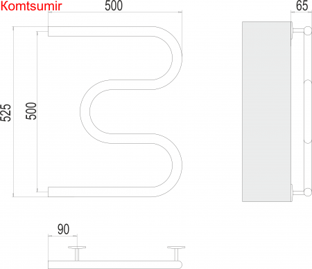 Электро 25 М-обр 500х500 Полотенцесушитель  TERMINUS Электро 25 М-обр 500х500 Полотенцесушитель  TERMINUS