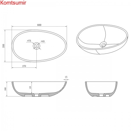 Раковина AZARIO 650x400x200 накладная из искусственного камня, белая матовая (AZ-1216S) Раковина AZARIO 650x400x200 накладная из искусственного камня, белая матовая (AZ-1216S)
