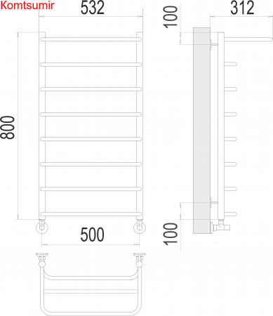 Полка П8 500х800  Полотенцесушитель  TERMINUS Полка П8 500х800  Полотенцесушитель  TERMINUS