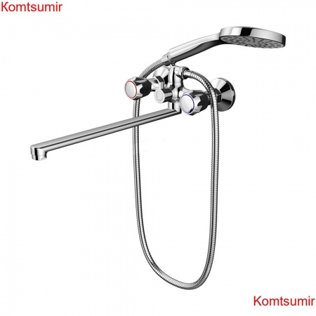 Dorff D7095000 Modern двухзахватный смеситель для ванны и душа с универсальным изливом и душевым набором Dorff D7095000 Modern двухзахватный смеситель для ванны и душа с универсальным изливом и душевым набором