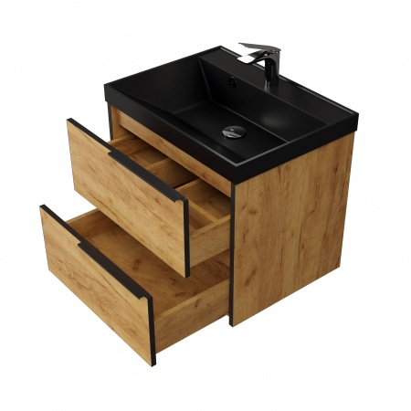 Тумба Fostero 60 подвесная Дуб Крафт золотой с раковиной Тумба Fostero 60 подвесная Дуб Крафт золотой с раковиной