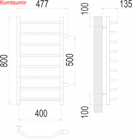 Виктория П8 400х800 бп500 Полотенцесушитель  TERMINUS Виктория П8 400х800 бп500 Полотенцесушитель  TERMINUS