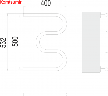 М-обр AISI 32х2 500х400 Полотенцесушитель  TERMINUS М-обр AISI 32х2 500х400 Полотенцесушитель  TERMINUS